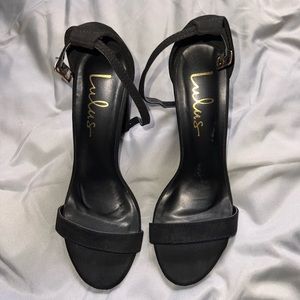 Lulu’s Black Suede Ankle Heels